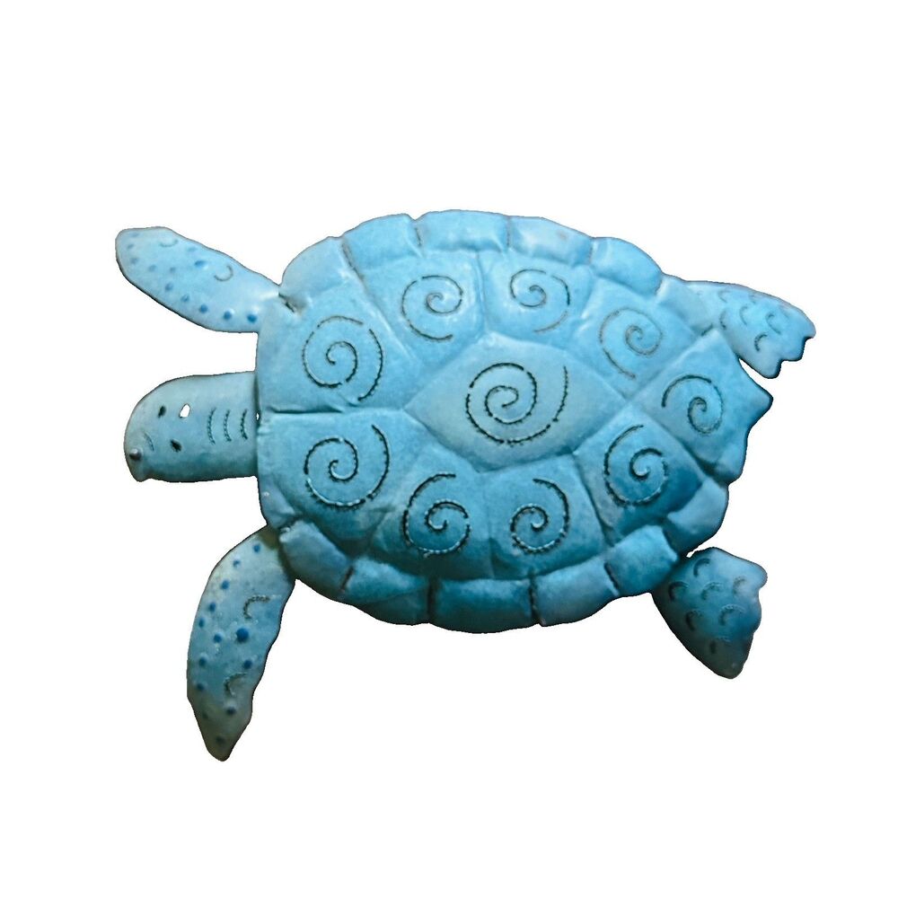Turquoise Coastal Sea Turtle Metal Wall Art Nautical Ocean Decor Beach House